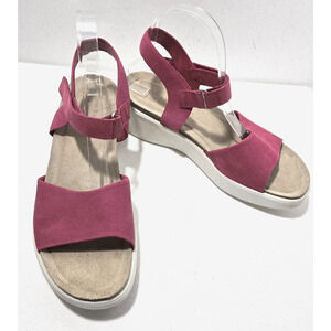 ECCO Flowt Women's Nubuck Flat Sandals Magenta Size EU 41/US 10-10.5